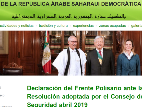 34567 Declaración del Frente Polisario ante la Resolución adoptada por el Consejo de Seguridad abril 2019 – Embajada de la República Árabe Saharaui Democrática en México