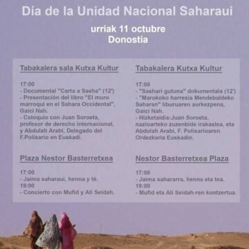 Donostia 11 de octubre: Día de la Unidad Nacional Saharaui