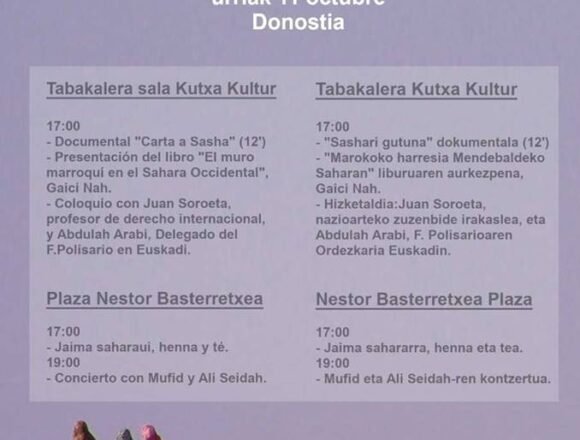 41867119_1913858412023445_988043053052723200_n Donostia 11 de octubre: Día de la Unidad Nacional Saharaui
