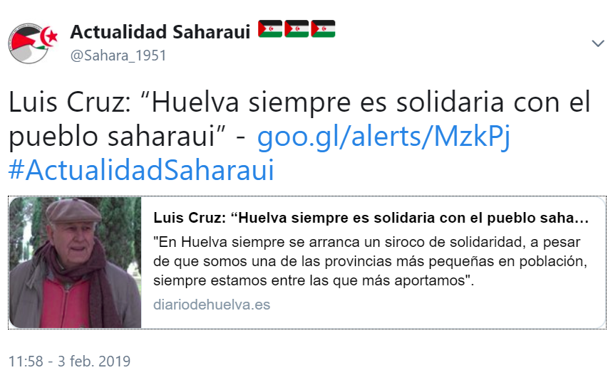 Luis Cruz: «Huelva siempre es solidaria con el pueblo saharaui» – Diario de Huelva