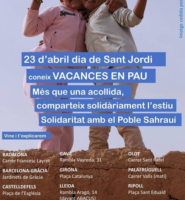57550629_1032002276998518_1106011493842812928_n ✌️ ?? @saharacatalunya : Per Sant Jordi, acosta’t a algun dels punts on t’informarem del projecte VACANCES EN PAU