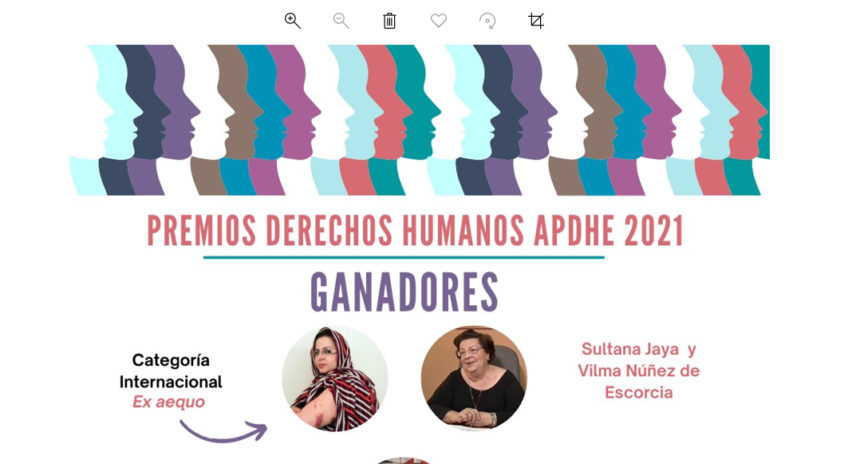 Sultana Jaya ganadora ex aequo de los Premios Derechos Humanos APDHE 2021
