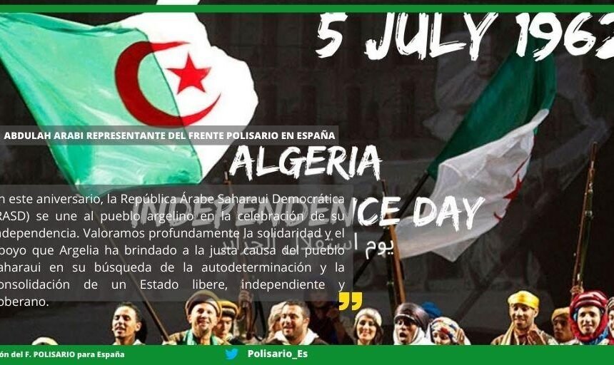 Argelia Mensaje de Abdulah Arabi a la Embajada de Argelia en España con motivo del 61 aniversario de independencia de República Argelina Democrática y Popular
