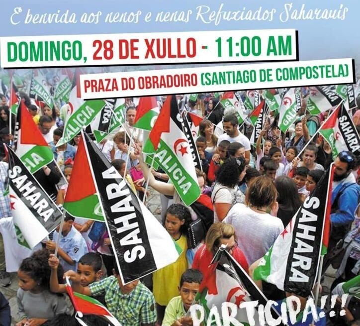 28 de Julio: concentración en la plaza do Obradoiro en Santiago de Compostela, por la libertad del Pueblo Saharaui