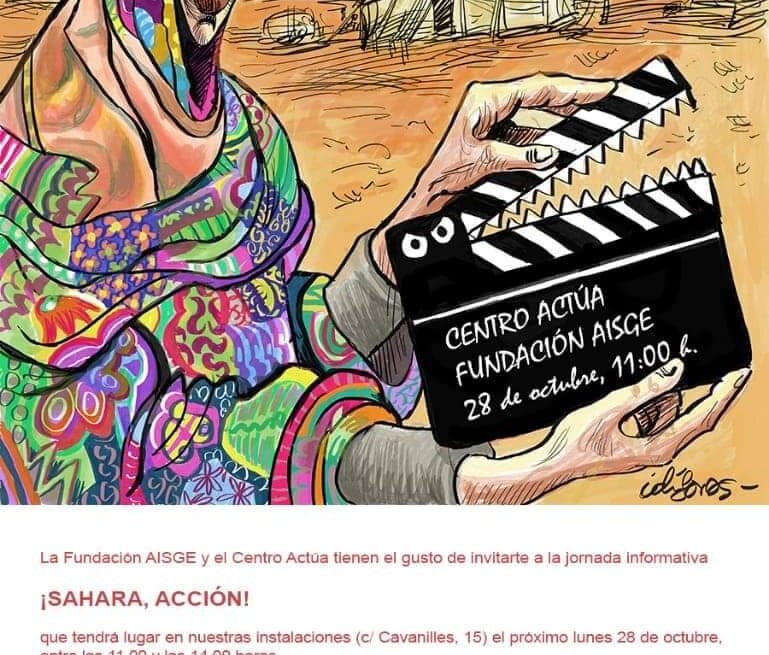 #SaharaAccion! #Pilarbardem ,#Pepeviyuela, #Ignaciocembrero, #Alvarolongoria , #Pedroperezrosado , #Patriciaferreira,#Elenasanchez , debate , proyección documental: #GuerradePaz de cineasta saharaui #Aichaabdelwadud. Recital #Suilmaali