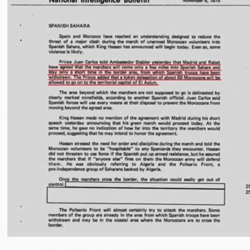 Juan Carlos ordenó al Gobierno de Arias firmar acuerdos con Marruecos para la entrega de la provincia 53 (documento CIA)