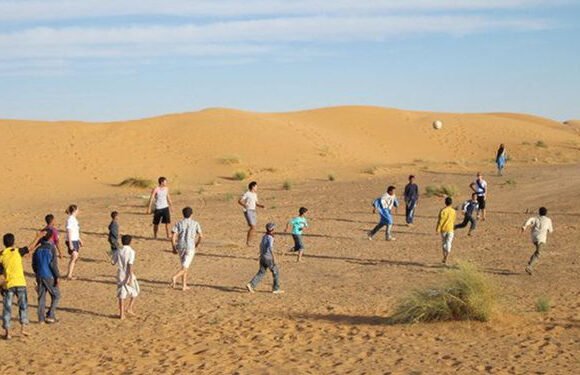 Ninos-saharauis-juegan-balon-desierto_1329177789_95265281_667x375 Ola de solidaridad por los niños saharauis en Zalamea – huelvainformacion
