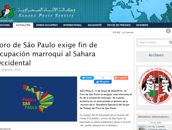 W4ETRYGHJK Foro de São Paulo exige fin de ocupación marroquí al Sahara Occidental | Sahara Press Service
