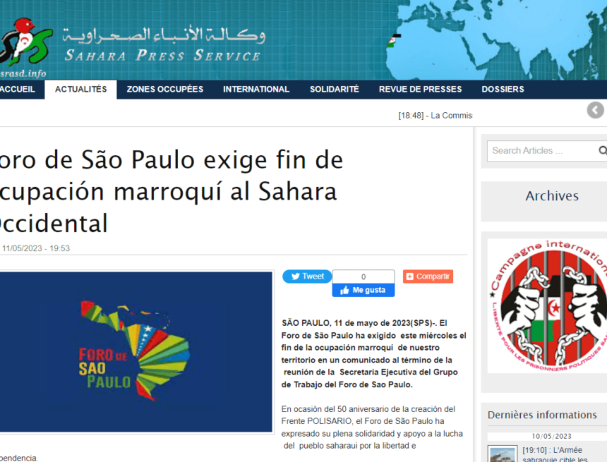 Foro de São Paulo exige fin de ocupación marroquí al Sahara Occidental | Sahara Press Service