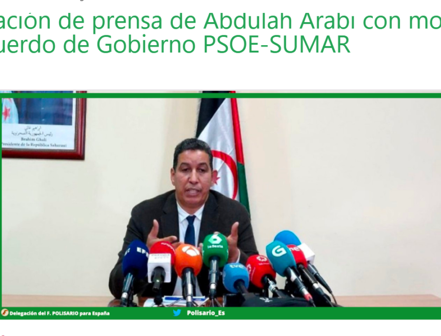 Declaración de prensa de Abdulah Arabi con motivo del Acuerdo de Gobierno PSOE-SUMAR