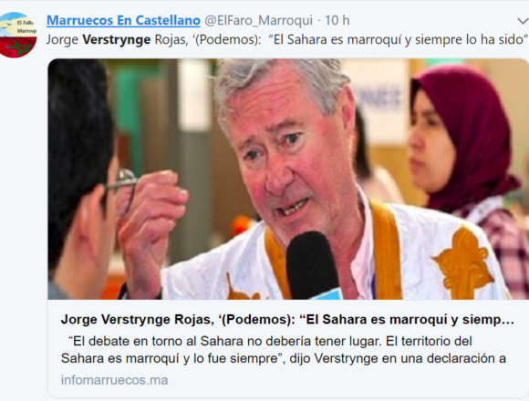aaased Verstrynge dice que el Sáhara ha sido siempre marroquí y que el pueblo saharaui es una invención