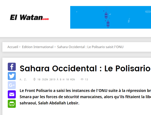 Sahara Occidental : Le Polisario saisit l’ONU | El Watan