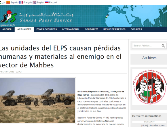 Las unidades del ELPS causan pérdidas humanas y materiales al enemigo en el sector de Mahbes | Sahara Press Service