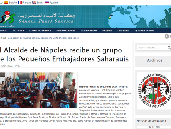 El Alcalde de Nápoles recibe un grupo de los Pequeños Embajadores Saharauis | Sahara Press Service
