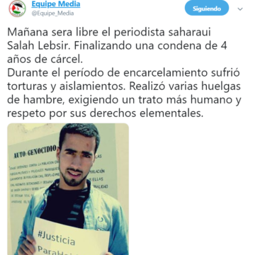 Equipe Media: Mañana sale de la cárcel el periodista saharaui Salah Lebsir, después de cumplir una condena de 4 años por su labor periodística