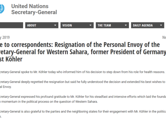 Dimite  Horst Köhler, como enviado personal del secretario general de La ONU en el Sáhara Occidental