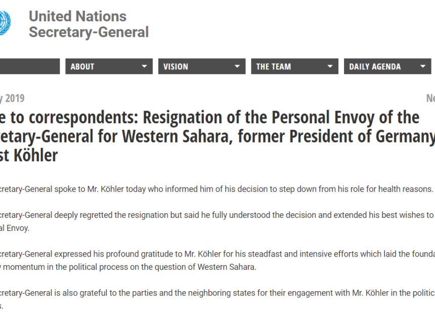 Dimite  Horst Köhler, como enviado personal del secretario general de La ONU en el Sáhara Occidental