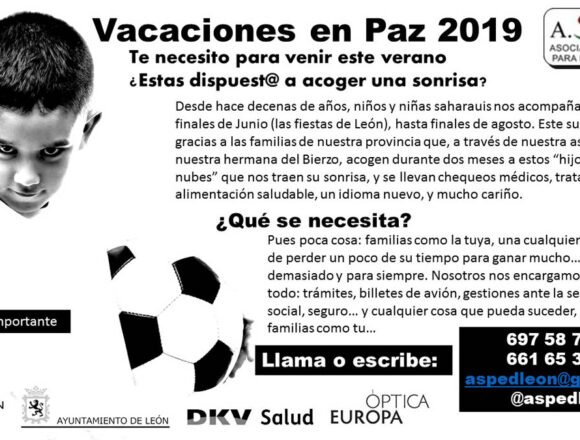 cartel-vacaciones-2019 En busca de familias leonesas que reciban a niños saharauis – lanuevacronica