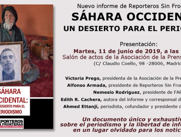[CONVOCATORIA 11.6.19 12h] Reporteros Sin Fronteras presenta el informe ‘Sáhara Occidental, un desierto para el periodismo’ :: Reporteros Sin Fronteras