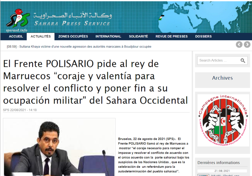 El Frente POLISARIO pide al rey de Marruecos “coraje y valentía para resolver el conflicto y poner fin a su ocupación militar» del Sahara Occidental | Sahara Press Service