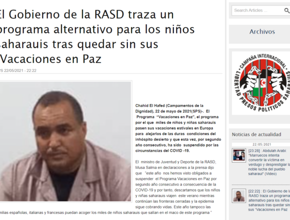 El Gobierno de la RASD traza un programa alternativo para los niños saharauis tras quedar sin sus “Vacaciones en Paz | Sahara Press Service