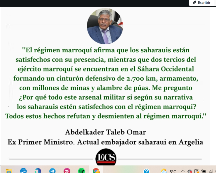 »El régimen marroquí adopta una política de mentiras y distorsiones para modificar la visión de la comunidad internacional sobre el conflicto saharaui y su forma de solución»