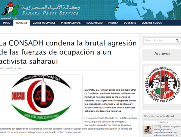 dfcvgfbtrf La CONASADH condena la brutal agresión de las fuerzas de ocupación a un activista saharaui | Sahara Press Service