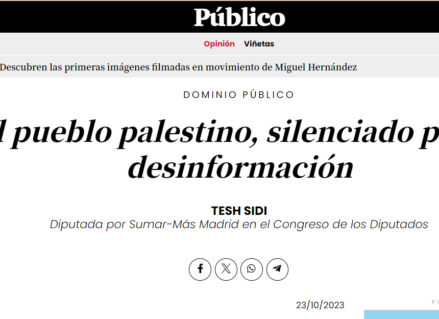 El pueblo palestino, silenciado por la desinformación – Tesh Sidi en Público