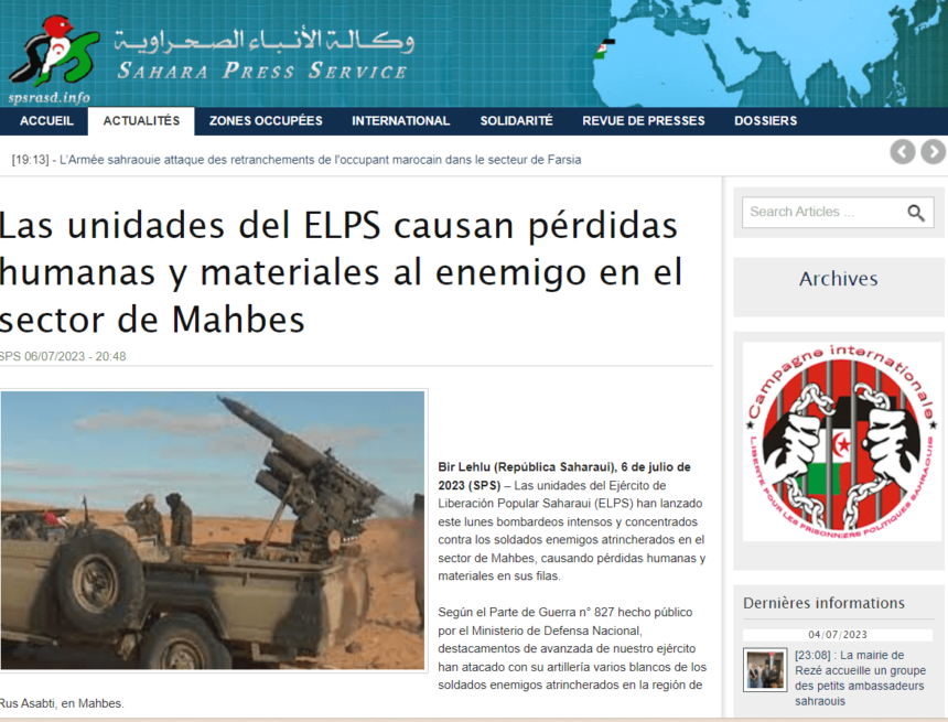 Las unidades del ELPS causan pérdidas humanas y materiales al enemigo en el sector de Mahbes | Sahara Press Service