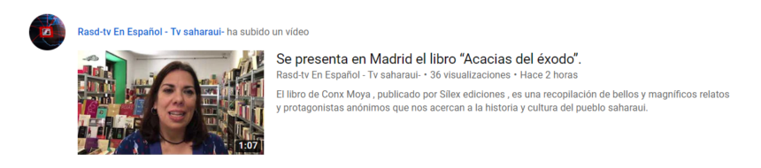 Se presenta en Madrid el libro “Acacias del éxodo” – Rasd-tv En Español – Tv saharaui-