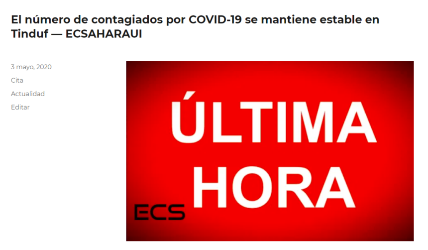 La Actualidad Saharaui: 3 de mayo de 2020 (fin de jornada)??