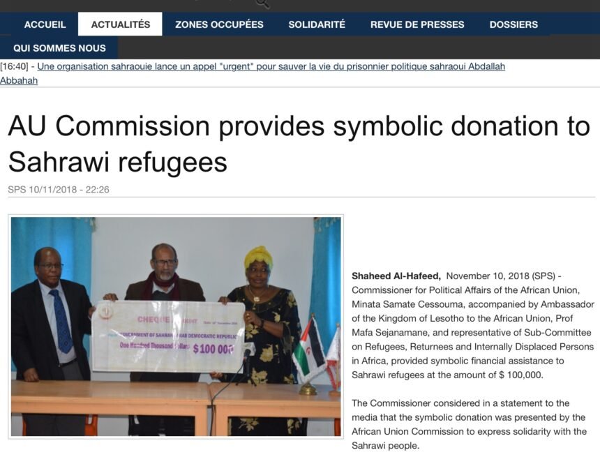 AU Commission provides symbolic donation to Sahrawi refugees | Sahara Press Service
