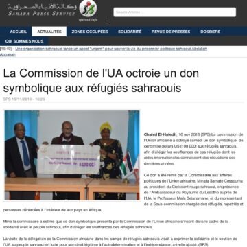 La Commission de l’UA octroie un don symbolique aux réfugiés sahraouis | Sahara Press Service