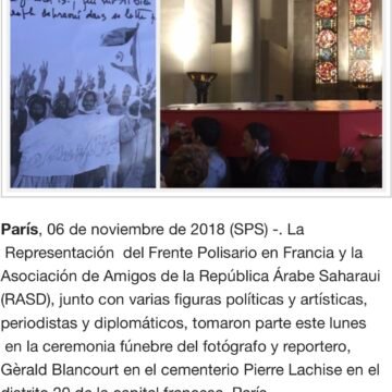 La Representación del Frente POLISARIO en Francia participa en el funeral del difunto reportero amigo del pueblo saharaui, Gérald Bloncourt | Sahara Press Service