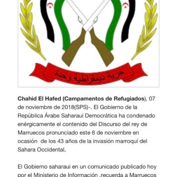 ⚡️ ?? Las noticias saharauis del 7 de noviembre de 2018: La #ActualidadSaharaui de HOY ????