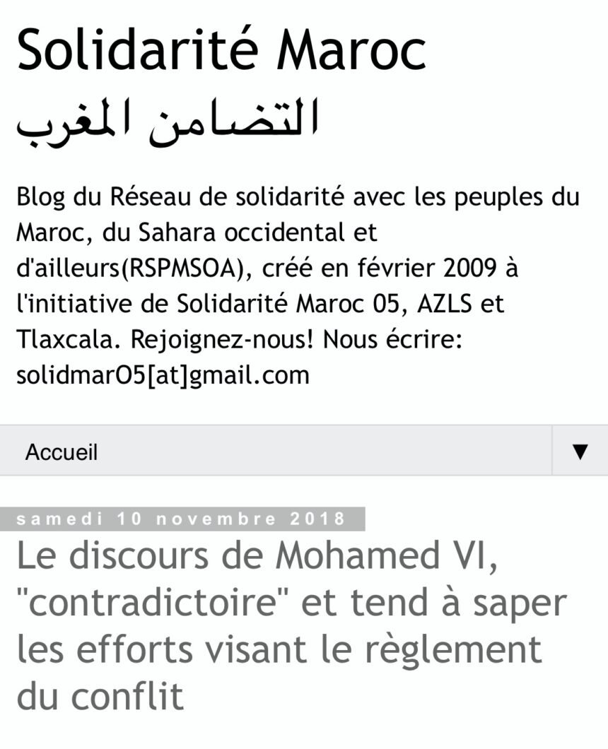 Le discours de Mohamed VI, «contradictoire» et tend à saper les efforts visant le règlement du conflit