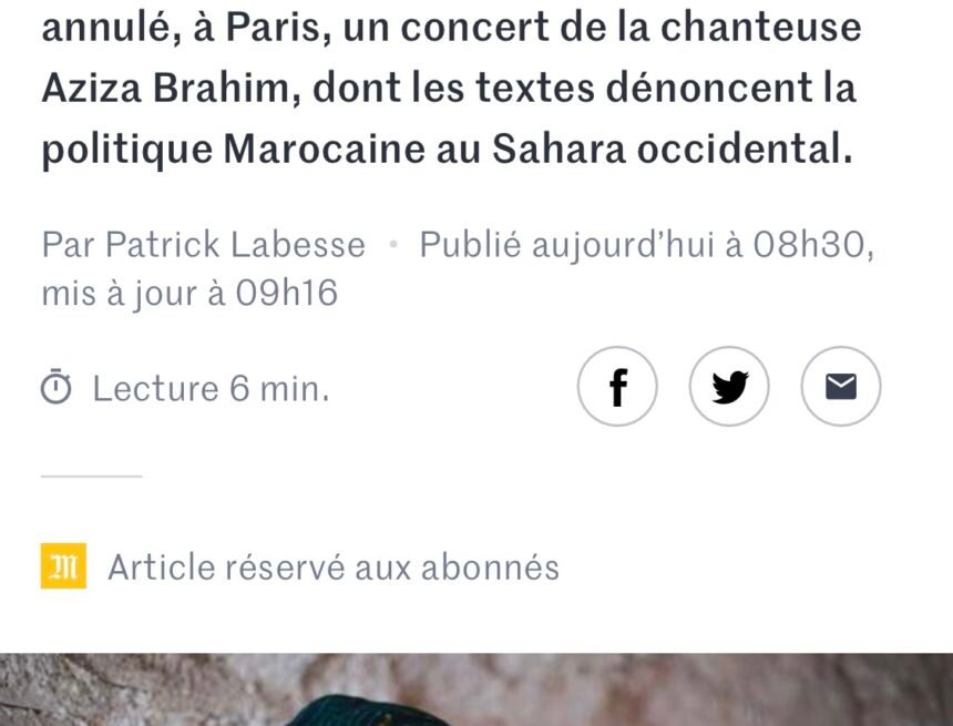 « Je suis une activiste sociale » : les chants sahraouis d’Aziza Brahim déprogrammés de l’IMA