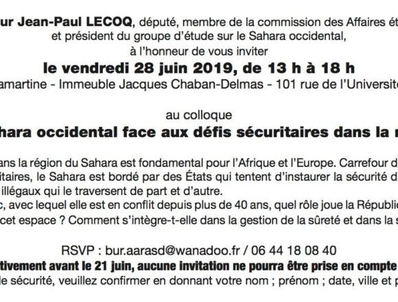 Colloque « Le Sahara occidental face aux défis sécuritaires dans la région » — Association des Amis de la R.A.S.D.