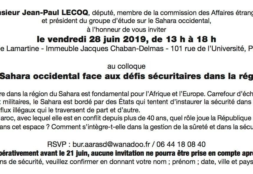 Colloque « Le Sahara occidental face aux défis sécuritaires dans la région » — Association des Amis de la R.A.S.D.