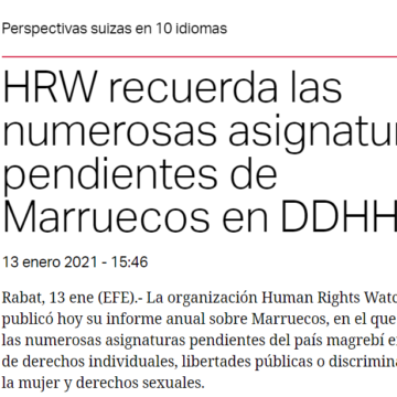 HRW recuerda las numerosas asignaturas pendientes de Marruecos en DDHH – swissinfo