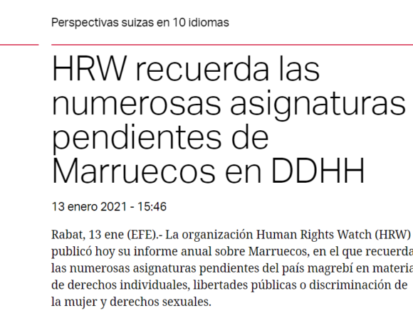 HRW recuerda las numerosas asignaturas pendientes de Marruecos en DDHH – swissinfo