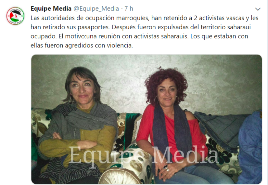La policía marroquí ha expulsado de El Aaiún a Maku Florentino y Diana Pardo