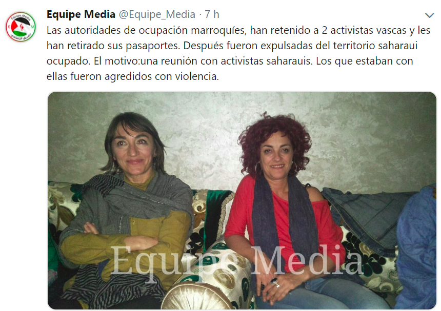 La policía marroquí ha expulsado de El Aaiún a Maku Florentino y Diana Pardo