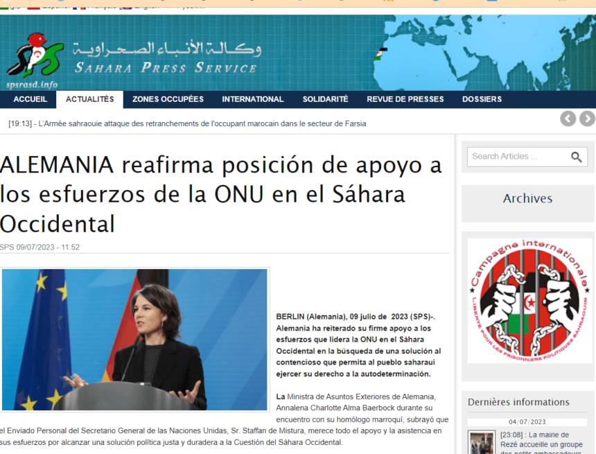 ALEMANIA reafirma posición de apoyo a los esfuerzos de la ONU en el Sáhara Occidental | Sahara Press Service