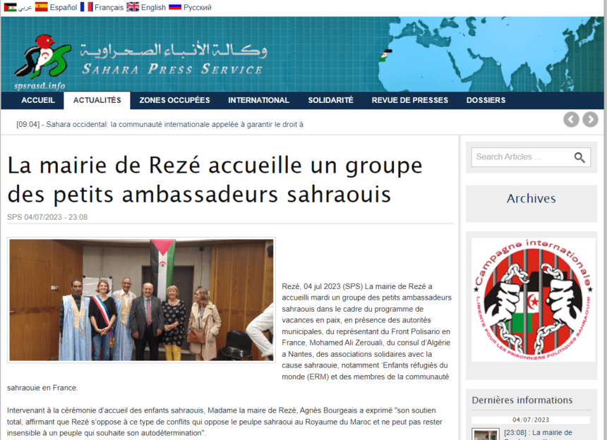 La mairie de Rezé accueille un groupe des petits ambassadeurs sahraouis | Sahara Press Service