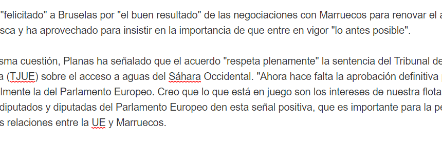qwesderf Planas felicita a Bruselas por «el buen resultado» de las negociaciones con Marruecos – Europa Press