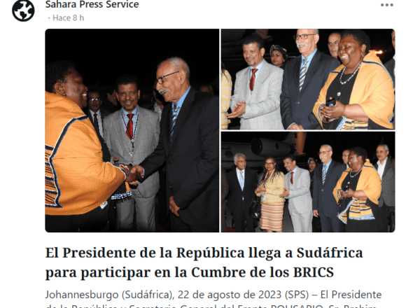 qwsedfghnm El Presidente de la República llega a Sudáfrica para participar en la Cumbre de los BRICS | Sahara Press Service