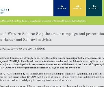 Right Livelihood Foundation: «Stop the smear campaign and prosecution of Aminatou Haidar and Sahrawi activists» | Sahara Press Service