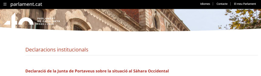 Declaració de la Junta de Portaveus sobre la situació al Sàhara Occidental – Parlament de Catalunya