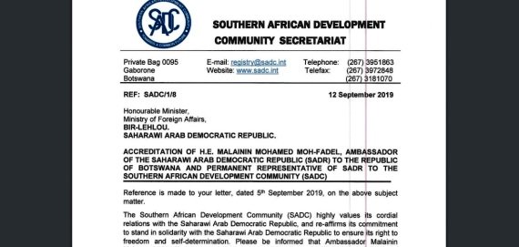 SADC Executive Secretary re-affirms commitment to solidarity with SADR to ensure its right to self-determination and freedom | Sahara Press Service